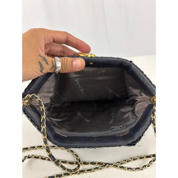 Vintage Dark Blue Metal Mesh Crossbody Bag 1980s - Picture 6 of 16